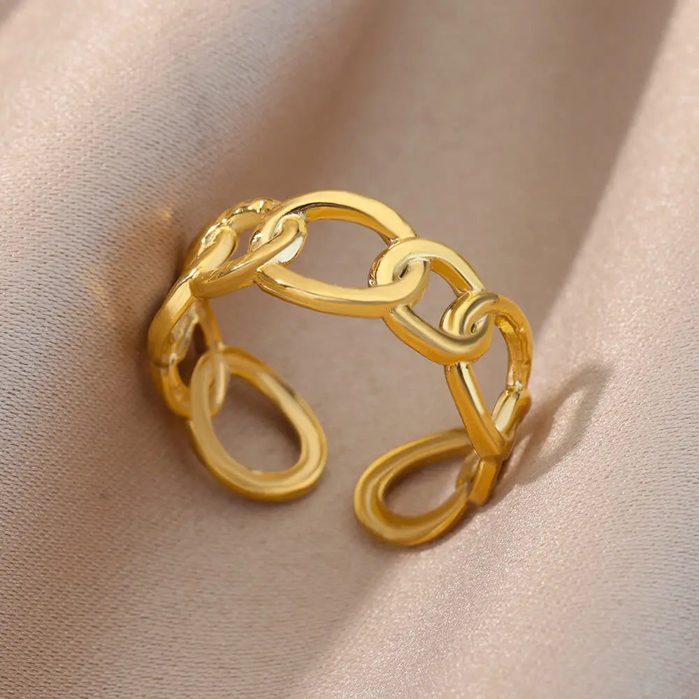 Varelia Geometrische Ring – Champagnekleurige Roestvrijstalen Openingsring