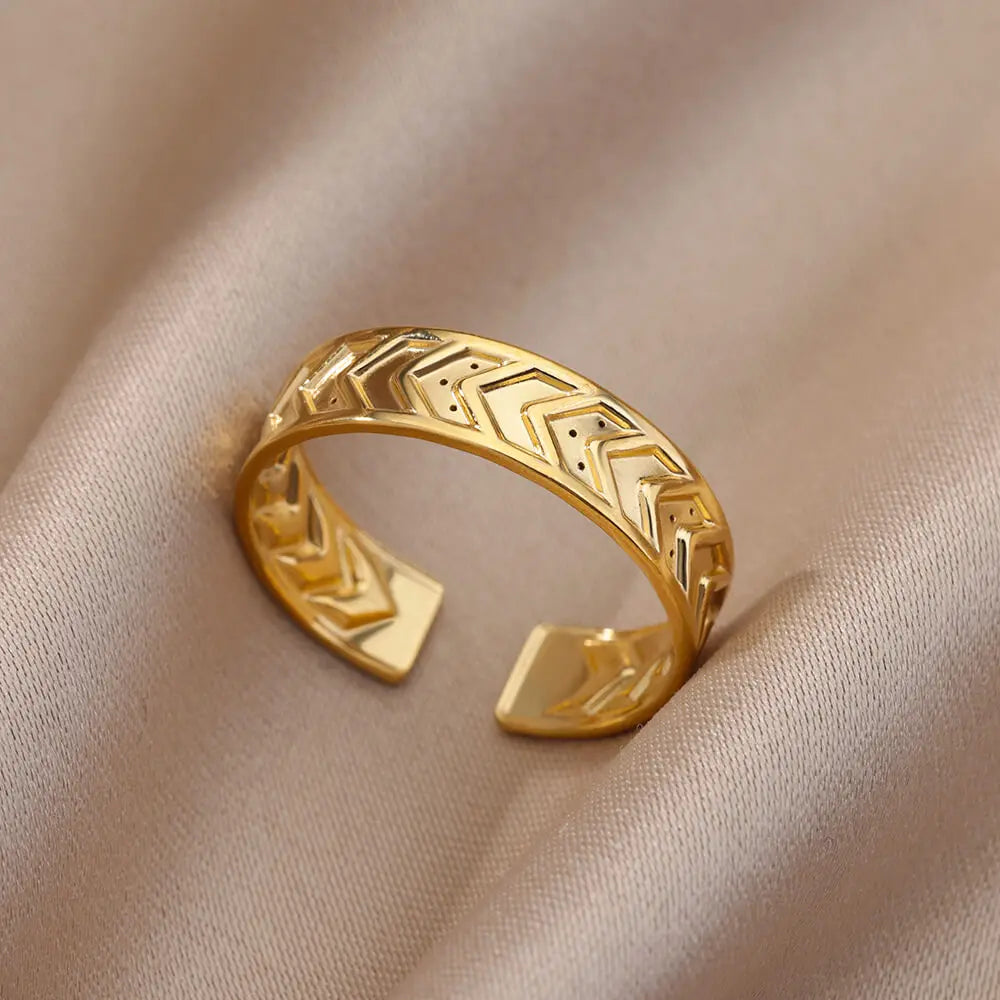 Varelia Geometrische Ring – Champagnekleurige Roestvrijstalen Openingsring