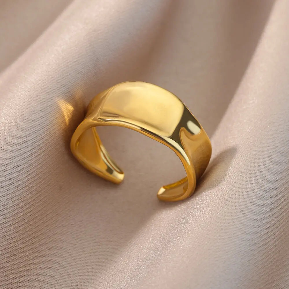 Varelia Geometrische Ring – Champagnekleurige Roestvrijstalen Openingsring