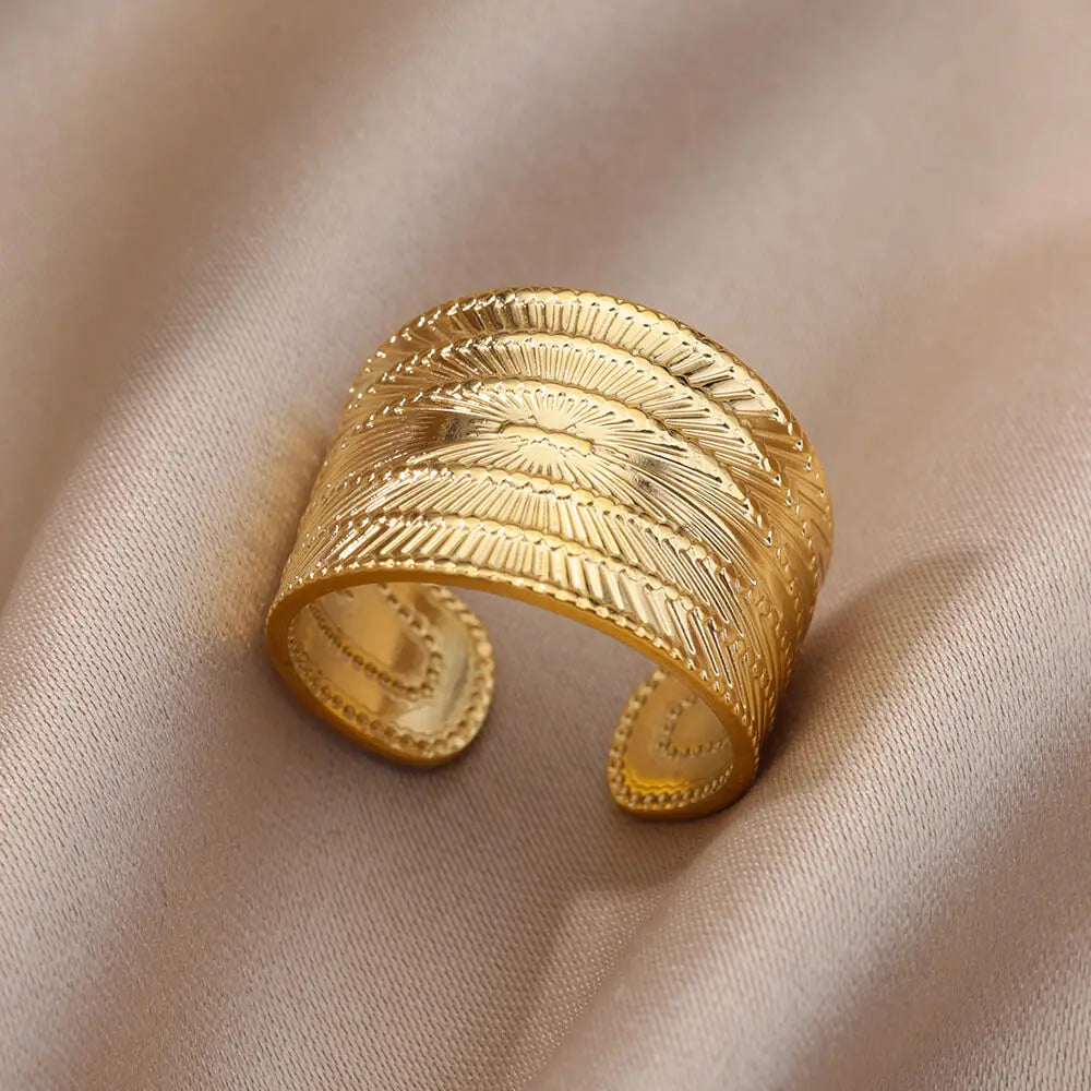 Varelia Geometrische Ring – Champagnekleurige Roestvrijstalen Openingsring