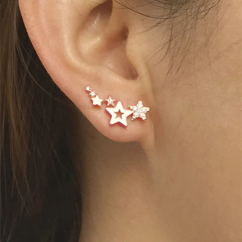 Orivelle Ster Oorbellen – Champagnekleurig Geometrisch Design met Kristallen