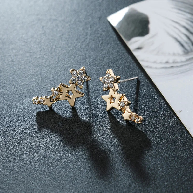Orivelle Ster Oorbellen – Champagnekleurig Geometrisch Design met Kristallen