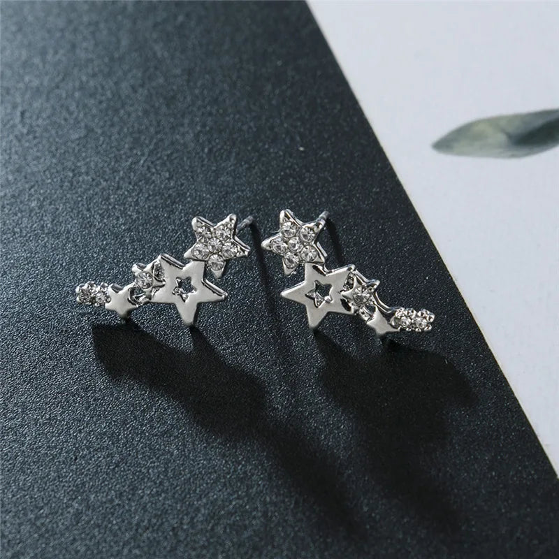 Orivelle Ster Oorbellen – Champagnekleurig Geometrisch Design met Kristallen