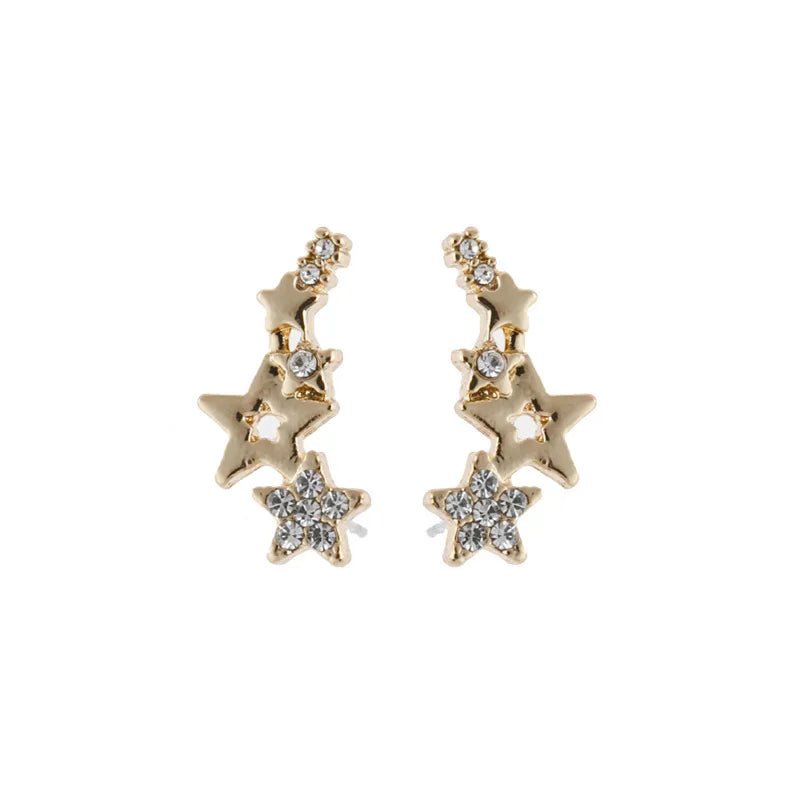 Orivelle Ster Oorbellen – Champagnekleurig Geometrisch Design met Kristallen