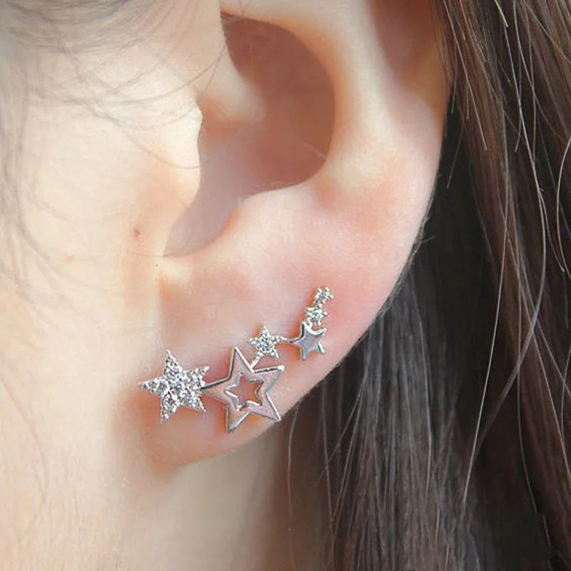Orivelle Ster Oorbellen – Champagnekleurig Geometrisch Design met Kristallen