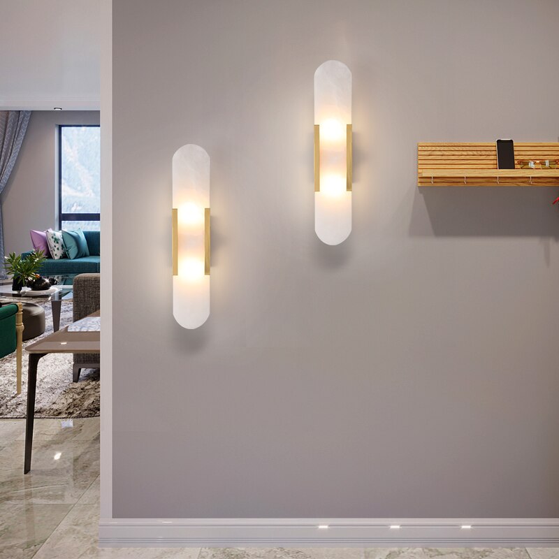 Márbilo Wandlamp – Luxe Spaans Marmer met Koperen Afwerking & Warme LED-Verlichting