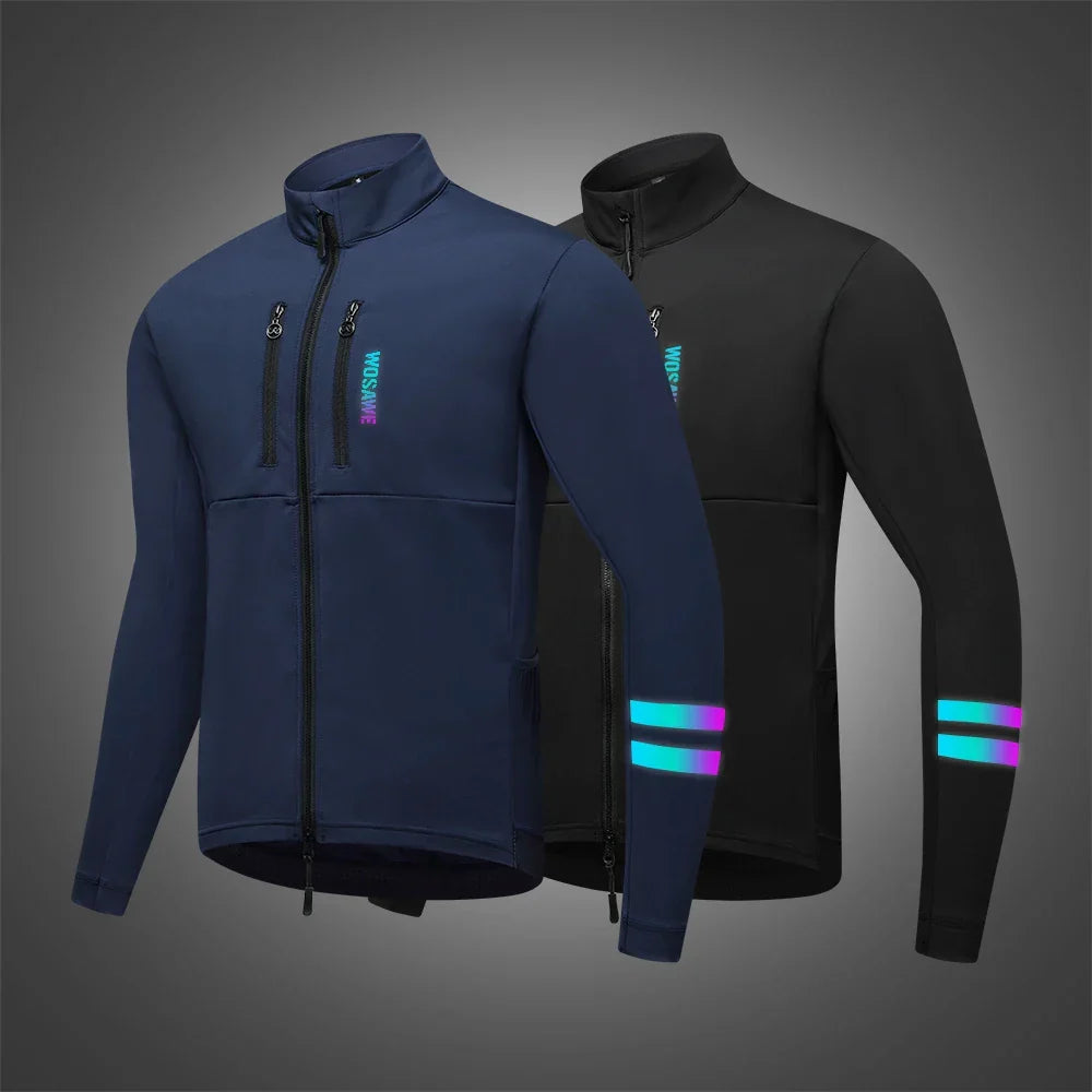 Winter Fietsjack Heren Winddicht | Thermisch & Reflecterend Met Zakken