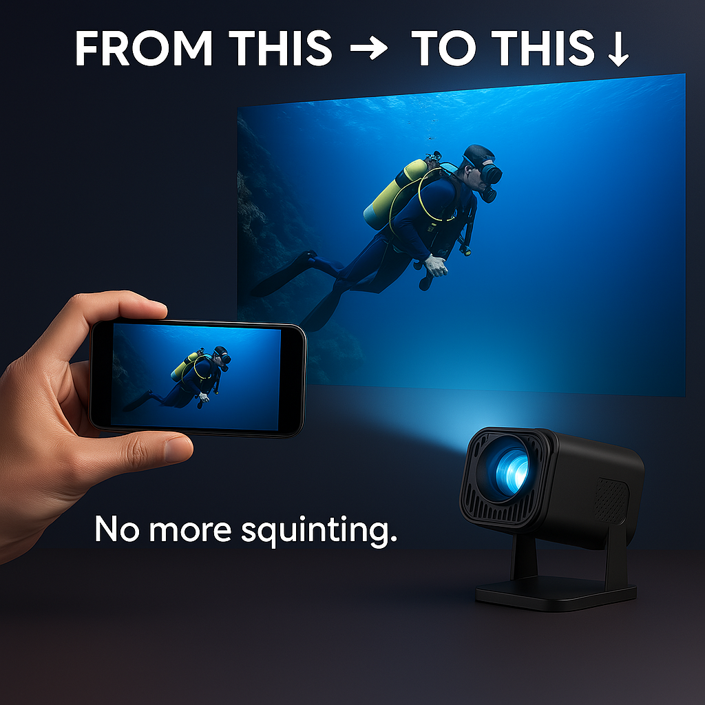 Mini Beamer – Draadloos Schermspiegelen, 1080p Ondersteuning & Ingebouwde Speaker
