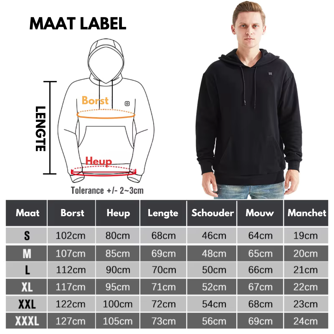 Verwarmde Hoodie - USB - Stijlvol en Warm voor de Winter