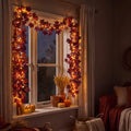 Burgundy Maple Leaf Garland – Bendable Autumn Vine with Woven Fairy Lights Tevako