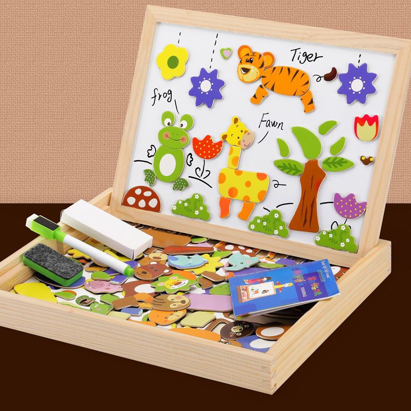 Magnetisch Tekenbord 2-in-1 voor Kinderen van Beukenhout - Krijtoppervlak & Magnetisch Whiteboard 0