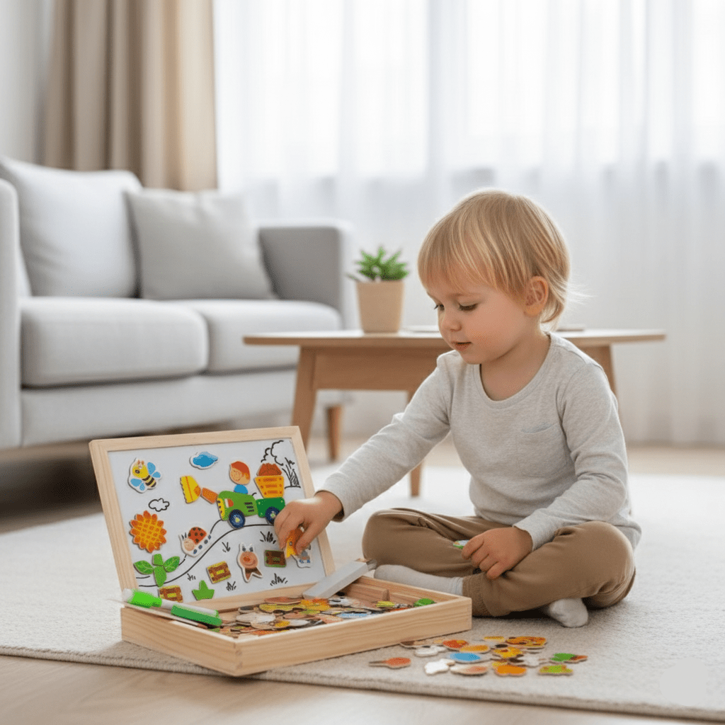 Magnetisch Tekenbord 2-in-1 voor Kinderen van Beukenhout - Krijtoppervlak & Magnetisch Whiteboard 2