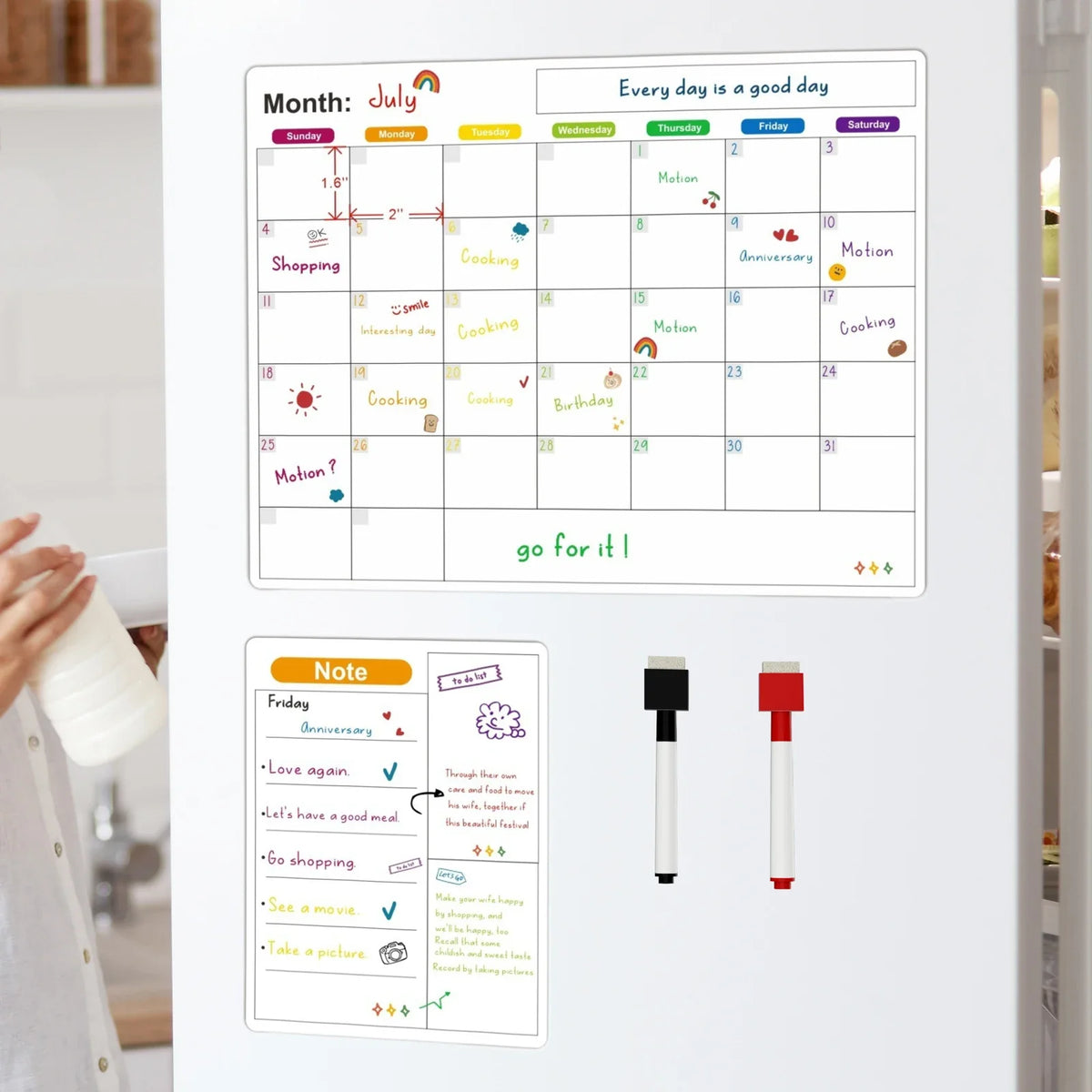 Magnetische Kalender voor Koelkast – Droog Uitwisbaar Whiteboard met Pen voor Planning 0