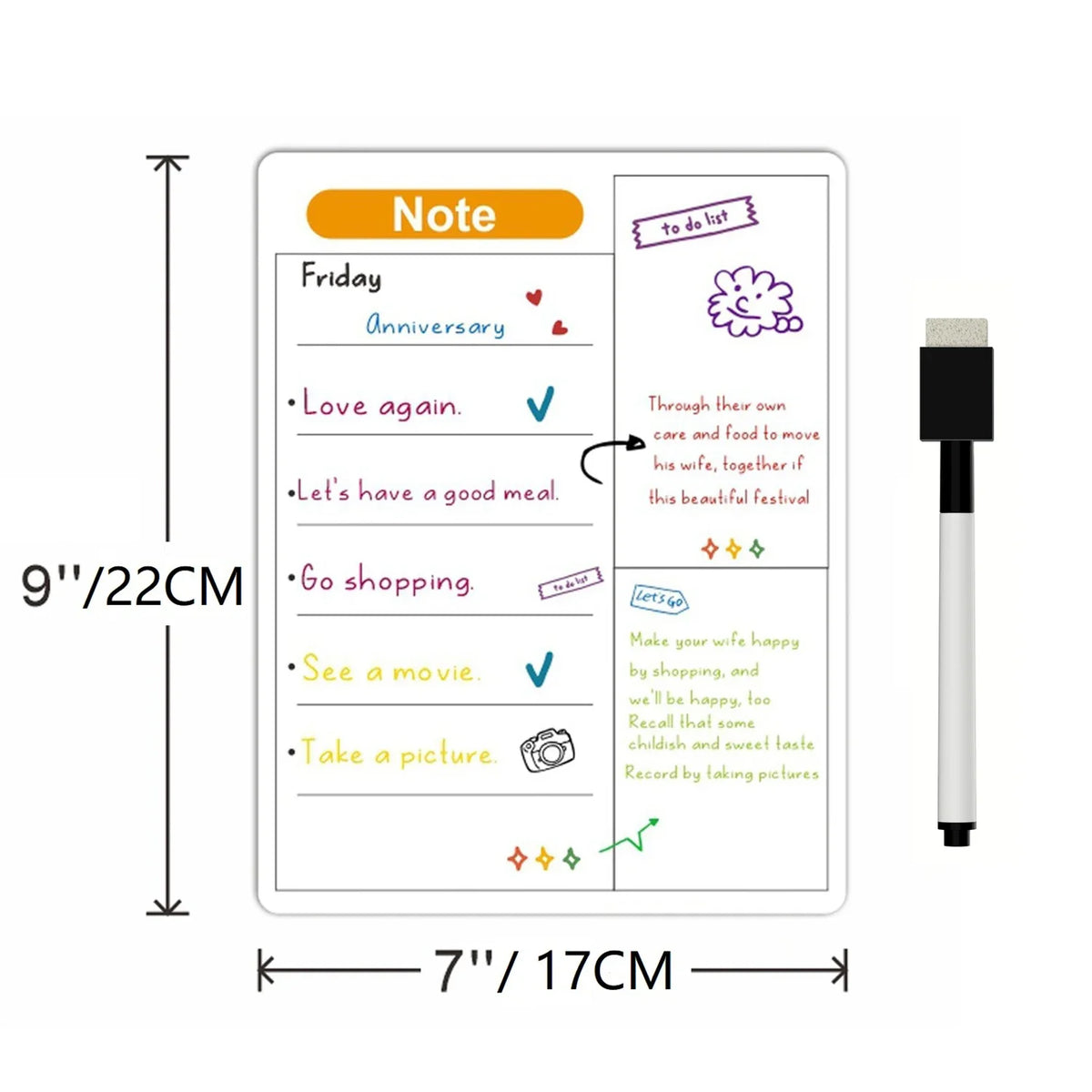 Magnetische Kalender voor Koelkast – Droog Uitwisbaar Whiteboard met Pen voor Planning 8