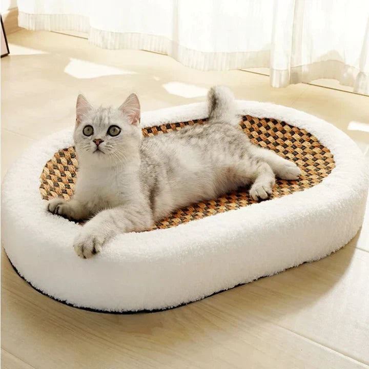 Clawora – Houten krabpaal met sisal & ligvlak – stijlvol kattenmeubel
