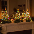 Vintage Christmas Tree Lamp – Sculpted Evergreen with Star Topper and Lights Tevako