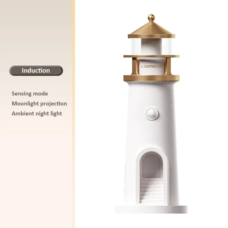 LumiTower Vuurtorenlamp – Nachtlamp met Maanprojectie, Bluetooth Speaker & Afstandsbediening