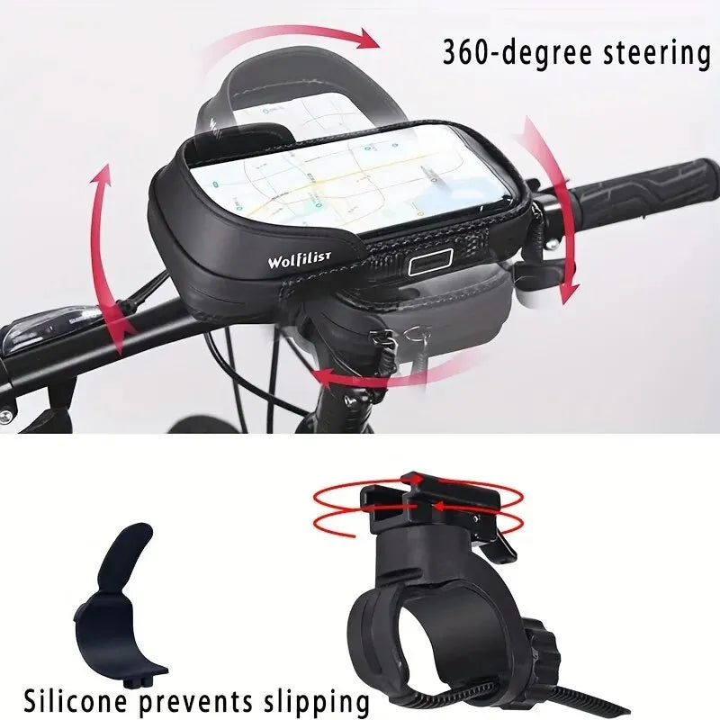 PhoneHec Fietstelefoonhouder – Waterdichte 360° Draaibare Smartphonehouder met Opbergvak