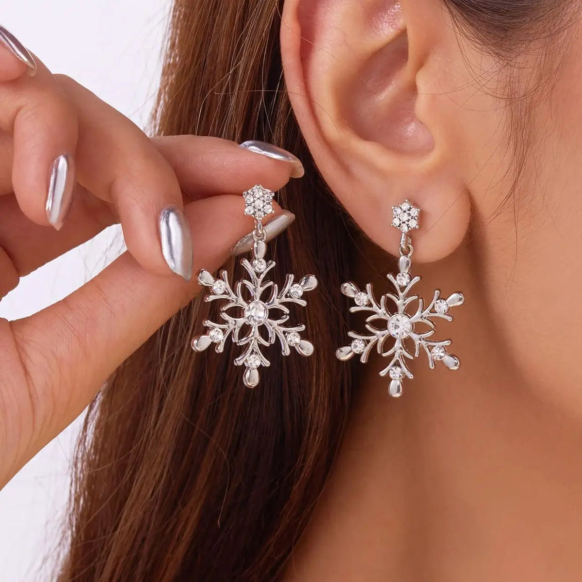 Lunessia Sneeuwvlok Oorbellen – Multicolor Zirkonia & Parel, Lichtgewicht & Elegant voor Feestelijke Gelegenheden