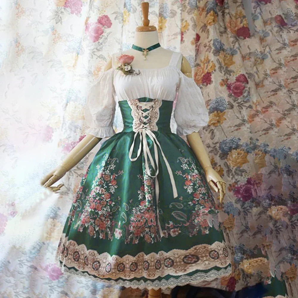 AlpenHarriot – Elegante Dirndljurk met Schort & Blouse – Oktoberfest Dames