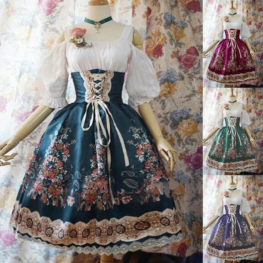 AlpenHarriot – Elegante Dirndljurk met Schort & Blouse – Oktoberfest Dames