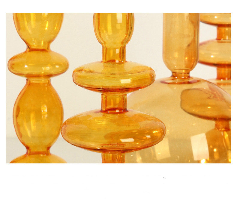 Lumora Glazen Kandelaar van Oranje Borosilicaatglas met Vintage Hittebestendig Design