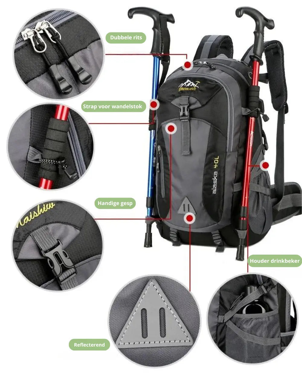 Outdoor Rugzak 40L – Waterdicht Ontwerp met Comfortabel Draagsysteem