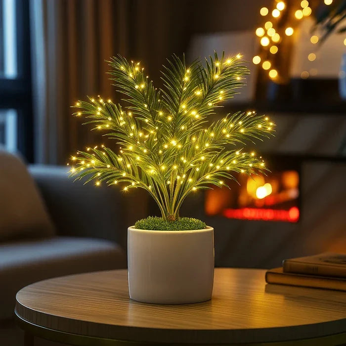 Palm Leaf Tree Lamp – Artificial Areca Palm Fronds with Warm Fairy Lights Tevako