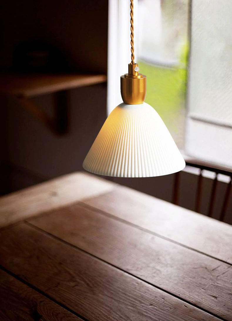 Lumivio Hanglamp – Geplooid Keramiek & Messing, Modern Design in 3 Stijlen