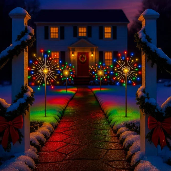 Outdoor Rainbow Starburst Lights – Multicolor Firework Effect for Yard and Path Tevako