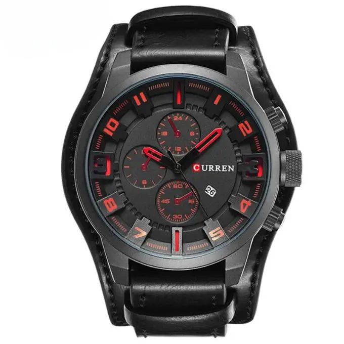 Heren Chronograaf Horloge – Quartz Uurwerk, Leren Band & Stopfunctie