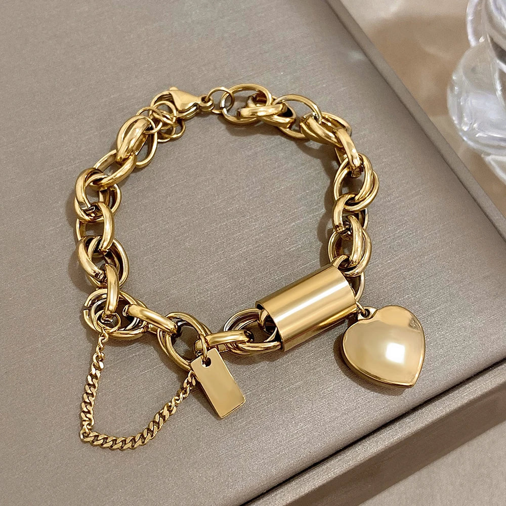 Auristé Bedelarmband – Champagnekleurig Roestvrij Staal & Hypoallergeen
