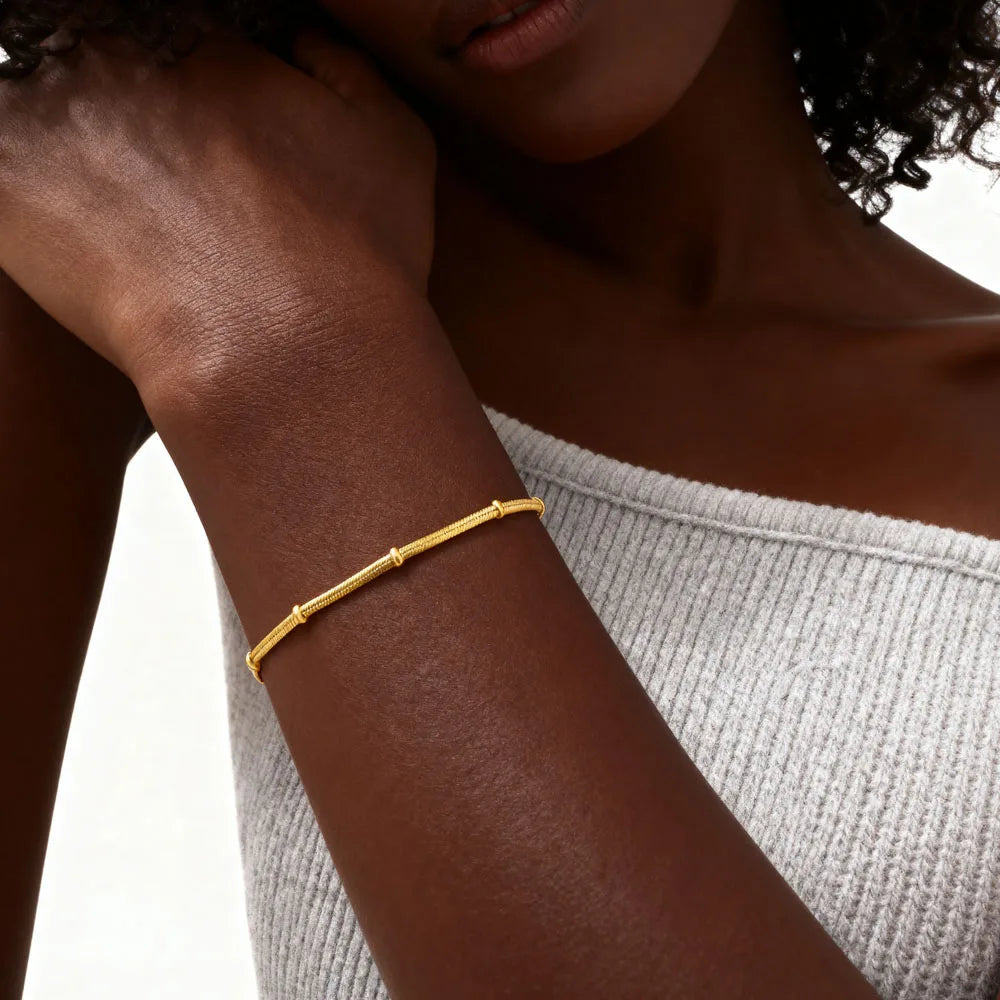 Slangenketting Dames – champagnekleurige armband of halsketting, roestvrij staal