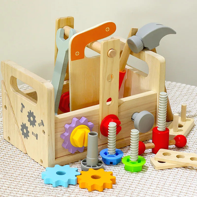 BuildBuddy Gereedschapskist – Montessori Houten Bouwspeelgoed Kinderen