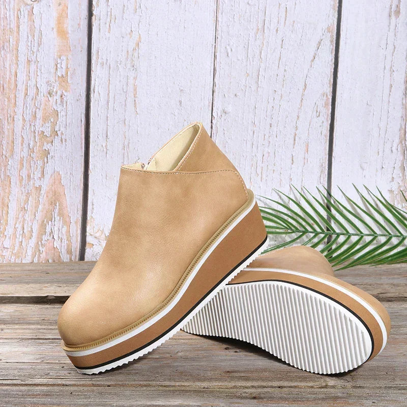 Dames Wedge Enkelboots – Comfortabele Platform Instappers met Rits Vestragear