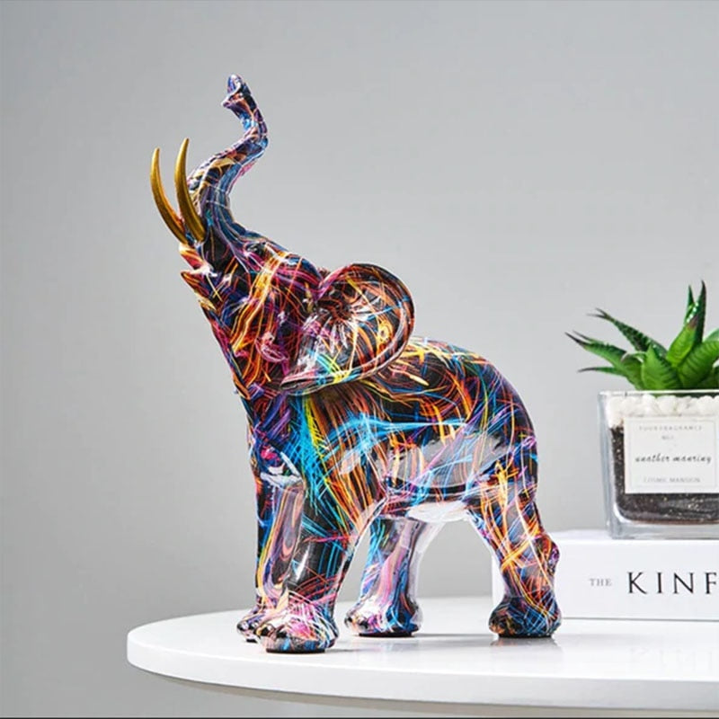 ElevaArt Olifant Beeld – Kleurrijk Abstract Decoratiebeeld met Handgemaakt Vakmanschap