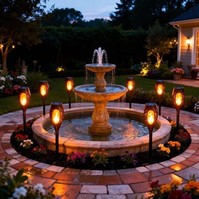 Solar Flame Garden Torch – Flickering Amber Light with Automatic Dusk Switch Tevako