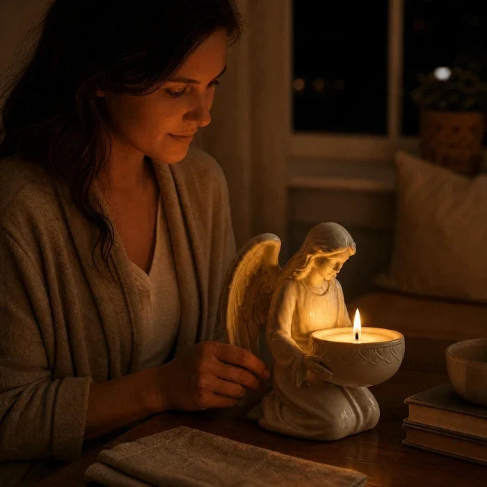 Angel Candle Holder – Curved Tabletop Figure with a Smooth Polished Finish Tevako