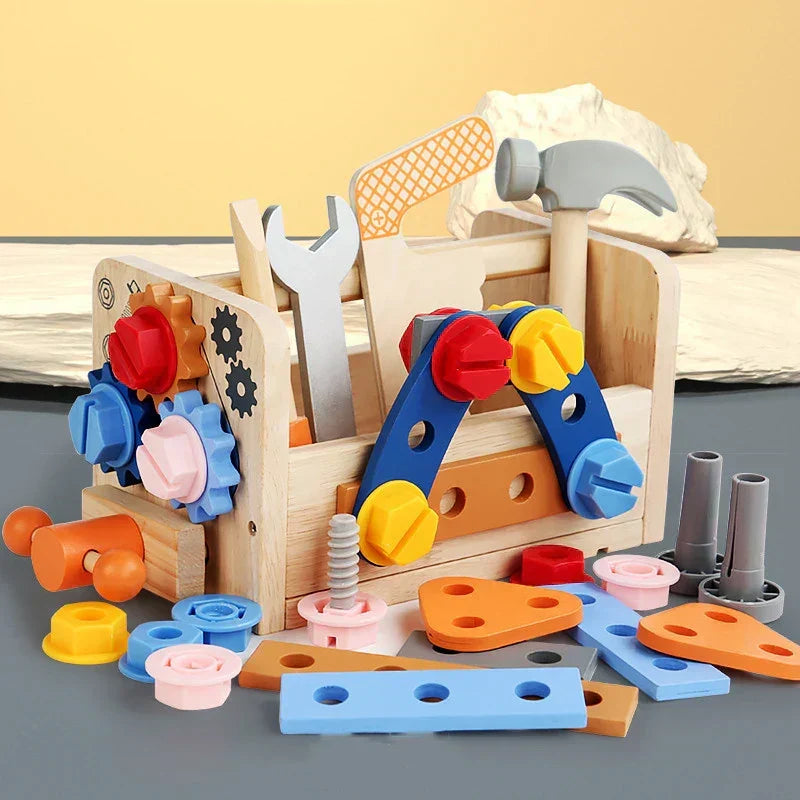 BuildBuddy Gereedschapskist – Montessori Houten Bouwspeelgoed Kinderen