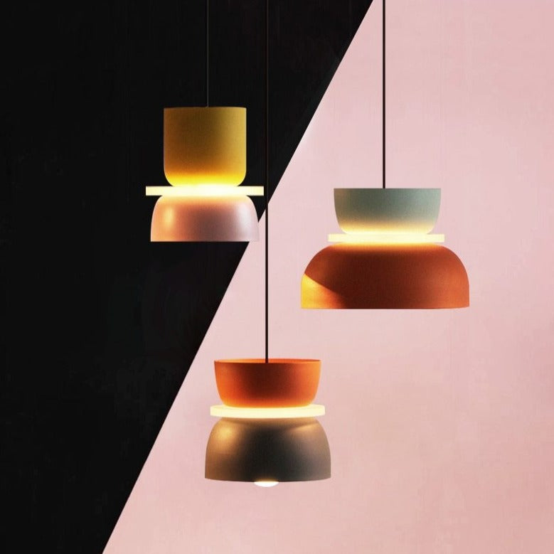 Lunora Saturn Halo Hanglamp – Modern Aluminium met Kleurrijk Accent
