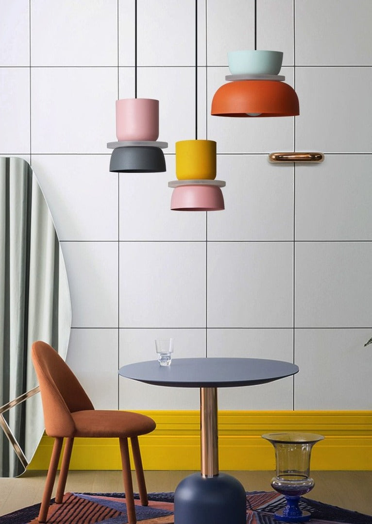 Lunora Saturn Halo Hanglamp – Modern Aluminium met Kleurrijk Accent