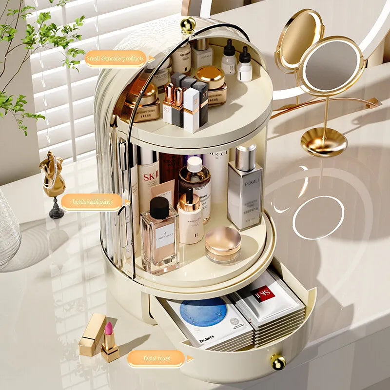 Cosmory – Make-up Organizer met Deksel & 360° Draaibaar Ontwerp