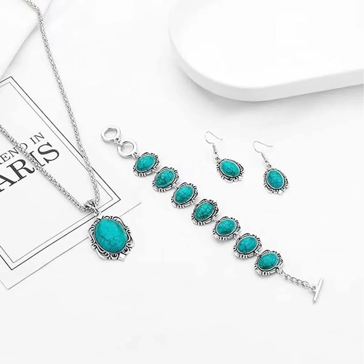 Vintage Sieradenset Dames – 3-Delige Set met Armband, Ketting & Oorbellen