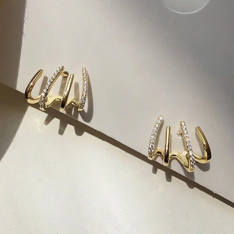 Stelvio Stud Oorbellen – Minimalistisch Roestvrij Staal in Champagne & Chroom