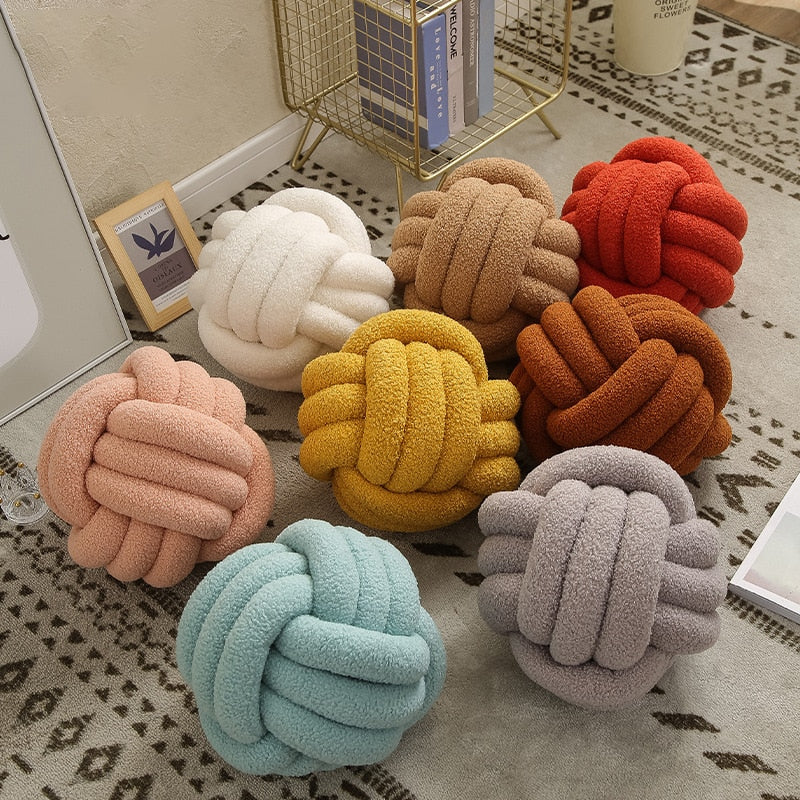 Nuvora Knoopkussen – Katoen Pluche Rond Design, Boho Stijl in 2 Maten