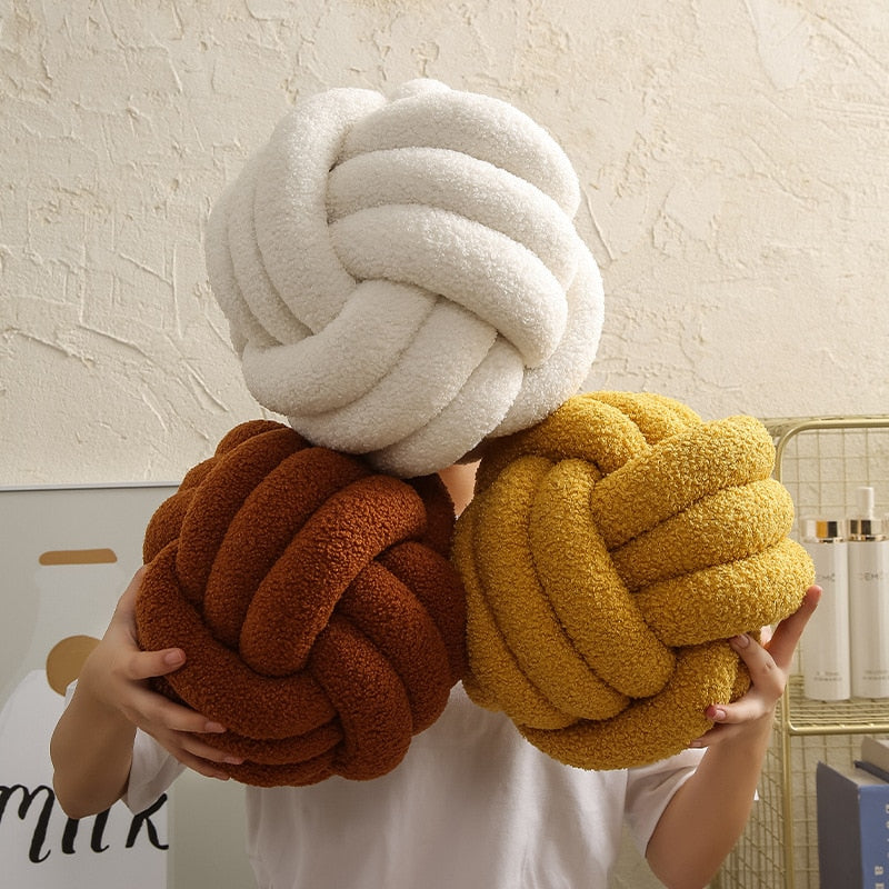 Nuvora Knoopkussen – Katoen Pluche Rond Design, Boho Stijl in 2 Maten