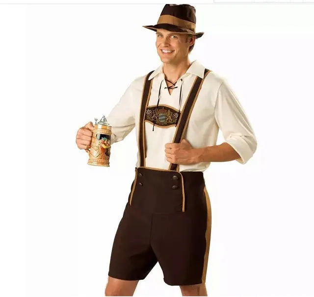 AlpenHeld – Heren Oktoberfest Kostuum met Overhemd, Bretels & Hoed