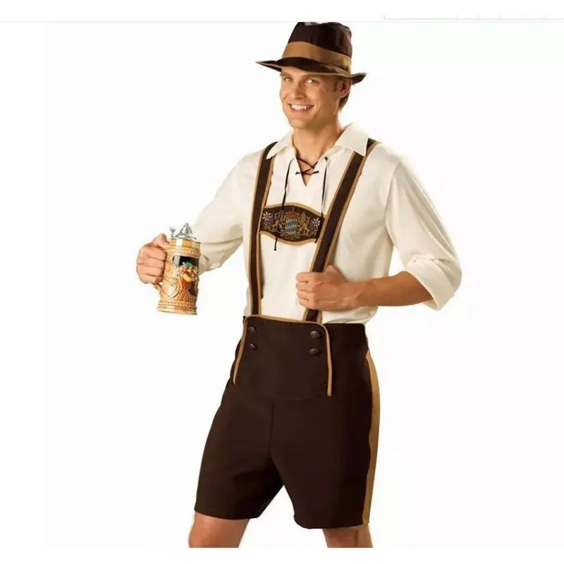 AlpenHeld – Heren Oktoberfest Kostuum met Overhemd, Bretels & Hoed