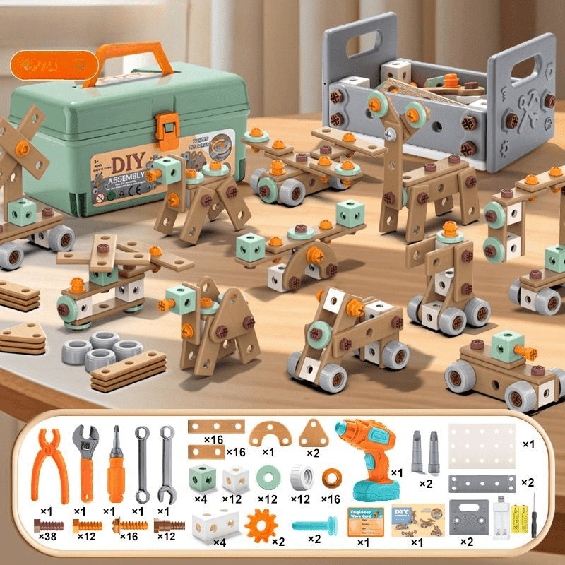 Bouwspeelgoed Set – Elektrische Schroevendraaier & Gereedschapskoffer