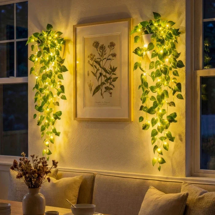 Artificial Ivy Planter Light – Green Vines with Warm LED Lights for Dim Corners Tevako
